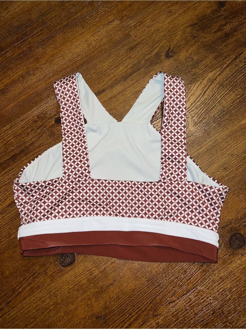 Beach Riot Anthropologie Adina Crop Top Rust Brown White Halter Neck Size L - Picture 9 of 12